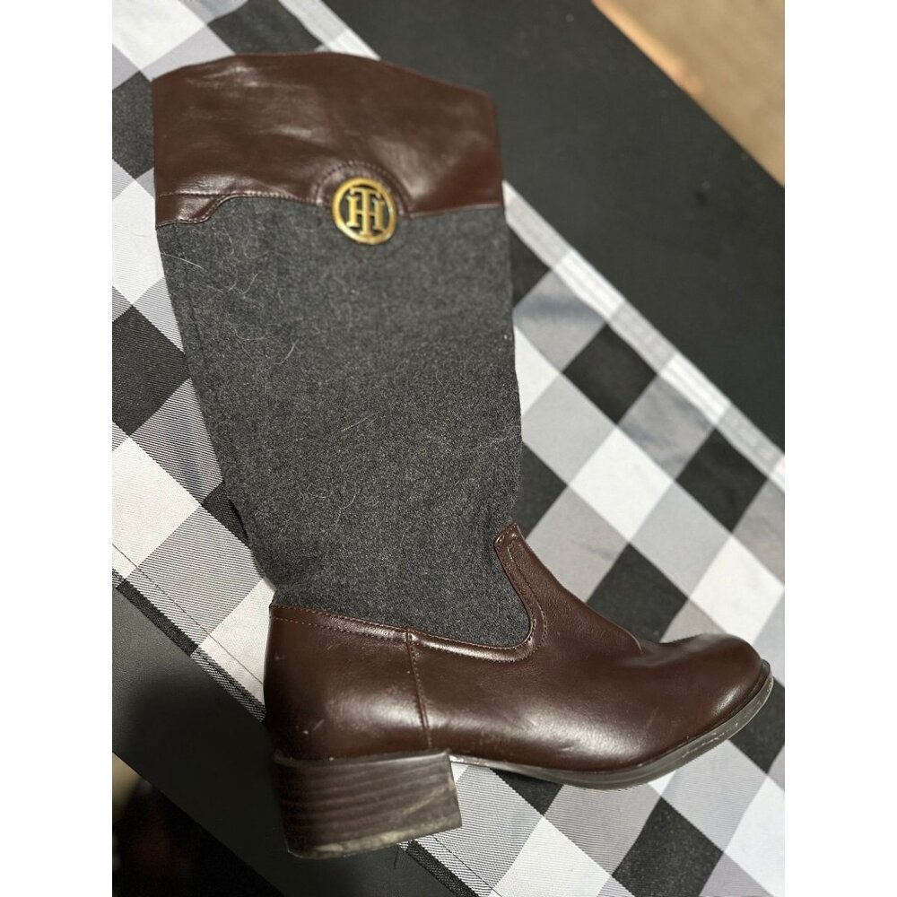 Tommy Hilfiger WS Tall Riding Boots Madelen 2 Brown Wool Fabric in 7.5
